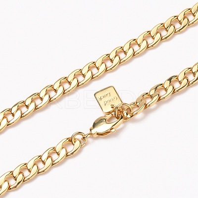 Men's Brass Cuban Link Chain Necklaces NJEW-H206-17G-1