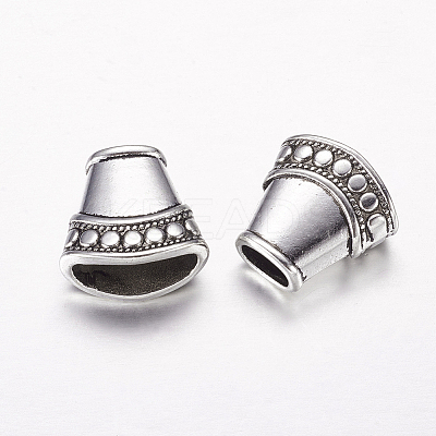 Antique Silver Tone Alloy Tibetan Silver Necklace End Tip Bead Caps X-LF1282Y-1