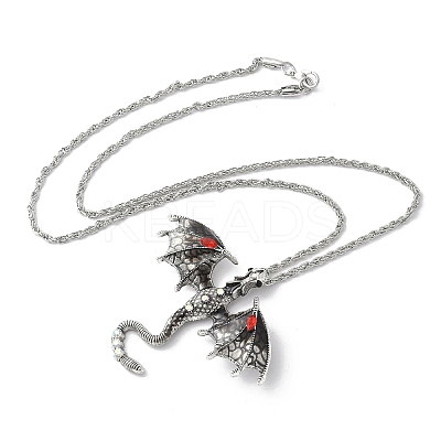 Alloy Enamel Dragon Pendant Necklaces LS-NJEW-V005-01AS-02-1