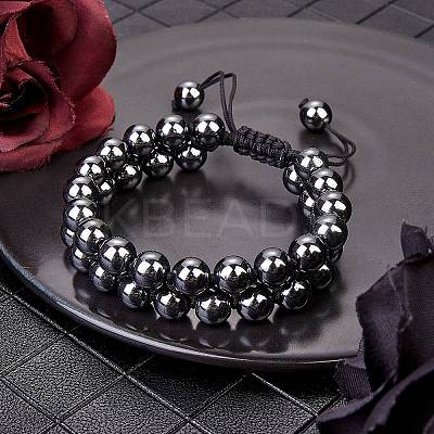 Synthetic Hematite Braided Bead Bracelet BJEW-SW00001-18-1