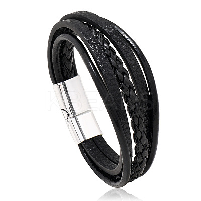 Retro Minimalist Leather Magnetic Clasp Bracelet for Men - Trendy European and American Style Jewelry ST1828936-1