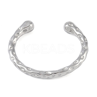 Non-Tarnish 304 Stainless Steel Open Cuff Textured Bangles for Women LS-BJEW-G706-02P-1