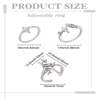 Zinc Alloy Finger Rings Set RJEW-LP0002-24B-1