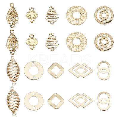 20Pcs 10 Style Eco-Friendly Brass Connector Charms KK-AR0002-40-1