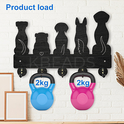 Wood & Iron Wall Mounted Hangers HJEW-WH0055-037-1