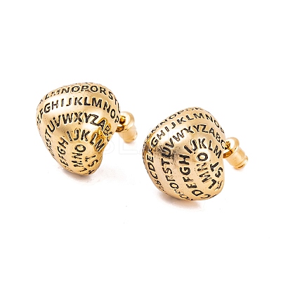 Letter Teardrop Brass Stud Earrings for Women LS-EJEW-G391-02G-1