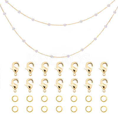 DIY Plastic Pearl Beaded Chains Bracelet Necklace Making Kit DIY-TA0009-70-1