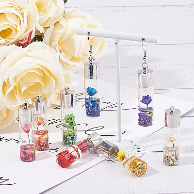 Transparent Glass Bottle Pendants GLAA-SC0001-11-1