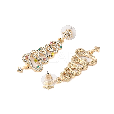 Christmas Trees Alloy Rhinestone Dangle Stud Earrings EJEW-A112-01KCG-1
