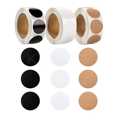 6 Rolls 3 Style Blank Self-Adhesive Kraft Paper Stickers DIY-LS0003-37-1