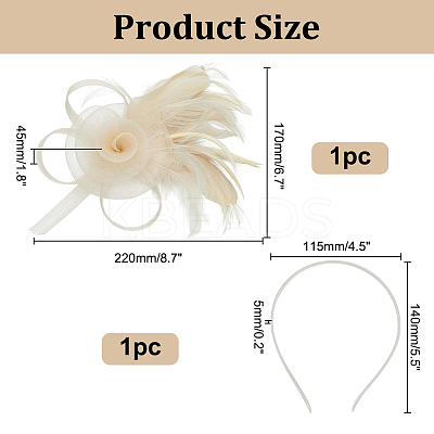 Polyester & Fether Hair Accessories AJEW-WH0031-31A-1