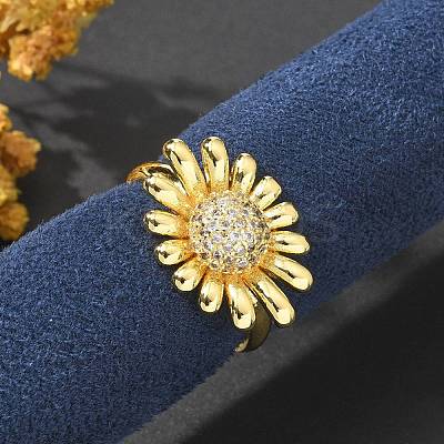 Brass Micro Pave Clear Cubic Zirconia Cuff Rings RJEW-M029-01G-1