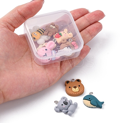 10Pcs 10 Style Animal Resin Pendants RESI-YW0001-21-1