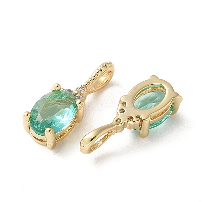 Brass Micro Pave Cubic Zirconia Pendants KK-Q031-43G-1