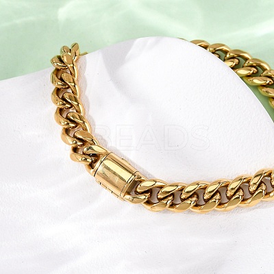 304 Stainless Steel Curb Chain Bracelets for Unisex BJEW-K283-02A-G-1