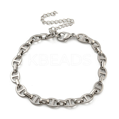 Non-Tarnish 304 Stainless Steel Oval Link Chains Bracelets for Men & Women BJEW-D042-22B-P-1