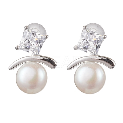 Natural Pearl Ear Studs EJEW-P286-25P-1