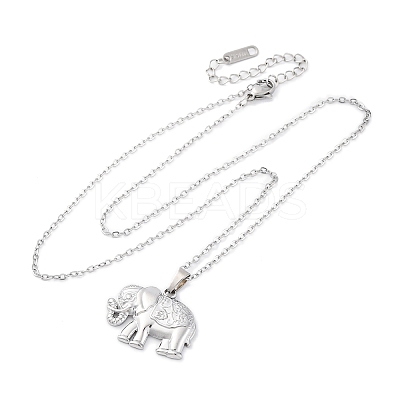 Elephant 304 Stainless Steel Pendant Necklaces NJEW-H059-06P-1