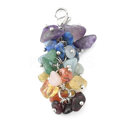Natural Chip Gemstone Pendant Decorations HJEW-JM00213-1