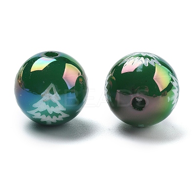 Christmas Theme UV Plating Acrylic Beads OACR-M022-08D-1