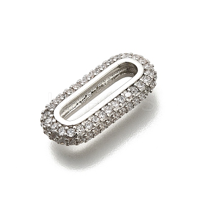 Brass Micro Pave Clear Cubic Zirconia Oval Linking Rings KK-Z093-43P-1