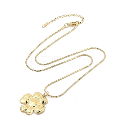 304 Stainless Steel Flower Pendant Round Snake Chain Necklaces NJEW-H044-07G-1