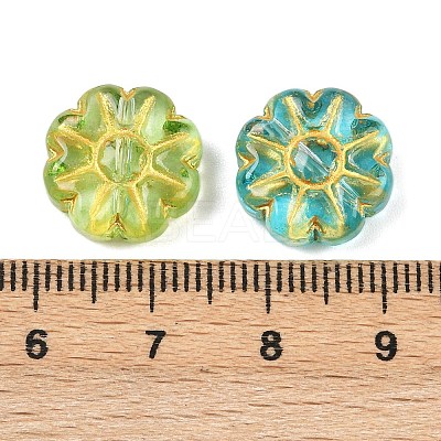 Baking Paint and Golden Metal Enlaced Glass Beads DGLA-T004-18M-1