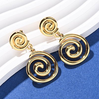 304 Stainless Steel Vortex Spiral Dangle Stud Earrings EJEW-L304-01G-1