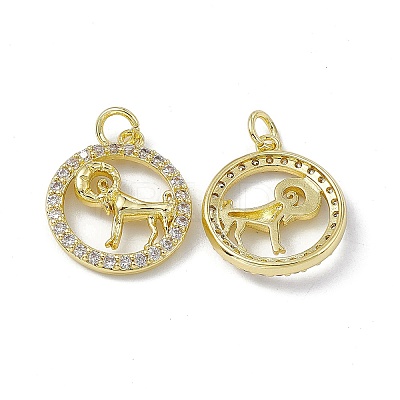 Real 18K Gold Plated Brass Micro Pave Clear Cubic Zirconia Pendants KK-E068-VB409-1-1