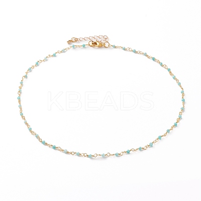 Faceted Round Natural Amazonite Beaded Necklaces NJEW-JN03215-03-1