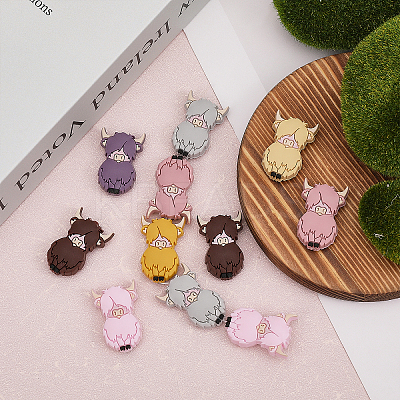 16Pcs 8 Colors Food Grade Eco-Friendly Silicone Focal Beads SIL-CA0002-13-1