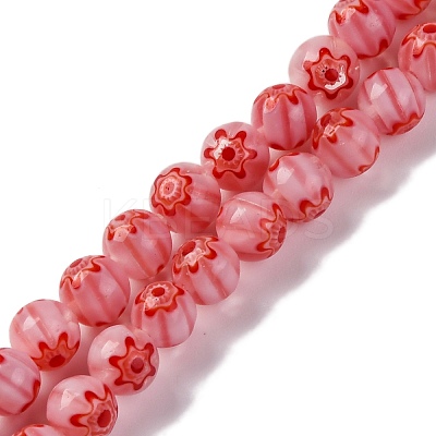 Handmade Millefiori Lampwork Beads Strands LAMP-G164-02C-1
