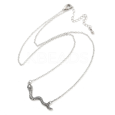 Brass Pave Black Cubic Zirconia Snake Pendant Necklaces NJEW-D320-02ASP-1