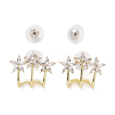 Crystal Rhinestone Triple Trees Stud Earrings EJEW-C006-05-1