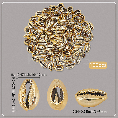 100Pcs Electroplated Natural Cowrie Shell Beads BSHE-LT0001-05A-1