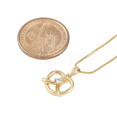 Brass Clear Cubic Zirconia Heart Pendant Box Chain Necklaces NJEW-M079-03G-1