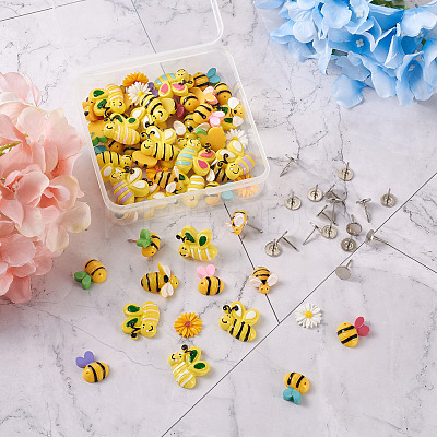 120Pcs DIY Bees & Daisy Shape Sofa Foam Nails Making Kits DIY-CD0001-12P-1