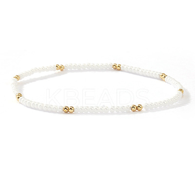 Fashion Plastic Imitation Pearl & Brass Beaded Stretch Bracelets for Women LS-SF7008-5-1