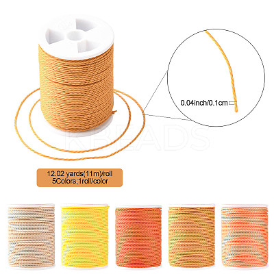 5 Rolls 5 Colors Round Waxed Polyester Cord YC-FS0001-02B-1