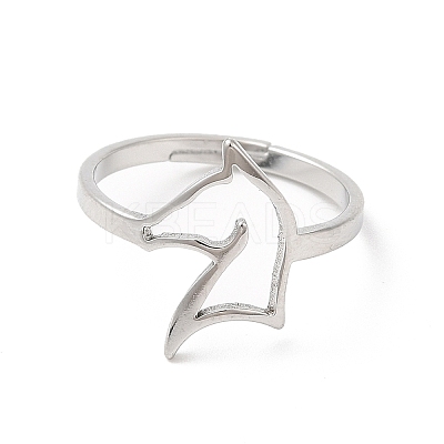 Non-Tarnish 304 Stainless Steel Hollow Horse Adjustable Ring RJEW-L107-023P-1