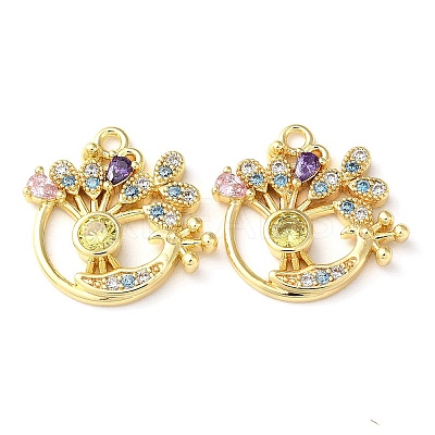 Brass Micro Pave Cubic Zirconia Pendants KK-F862-04G-1