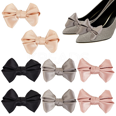 8Pcs 4 Colors Detachable Polyester Satin Bowknot Shoe Decoration AJEW-PH0011-27-1