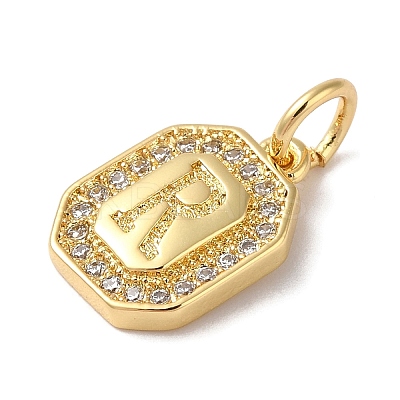 Real 18K Gold Plated Brass Micro Pave Clear Cubic Zirconia Pendants KK-L216-002G-R-1