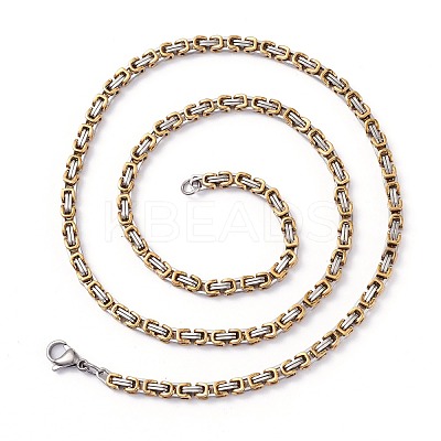 PVD Vacuum Plating 201 Stainless Steel Byzantine Chain Necklaces NJEW-I248-03B-GP-1