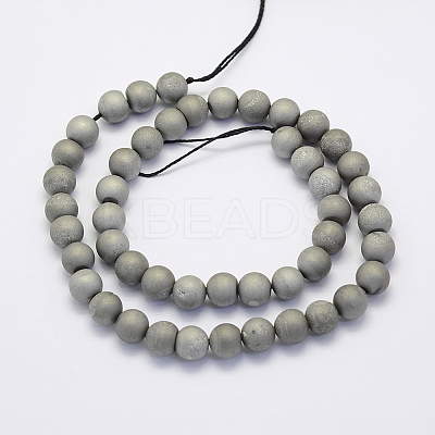 Electroplate Natural Druzy Agate Beads Strands LS-G-G708-8mm-04-1