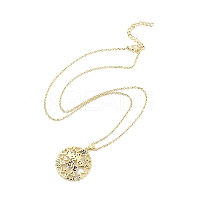 Brass Micro Pave Clear Cubic Zirconia Pendant Necklaces LS-NJEW-Z035-02A-G-1