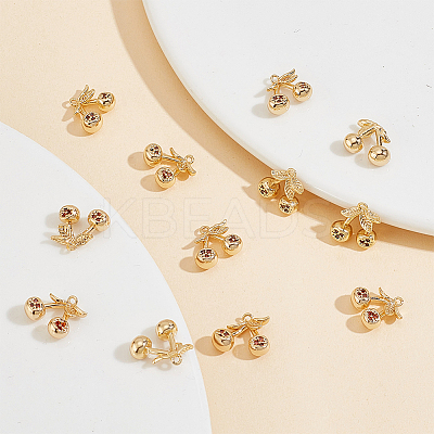 12Pcs Brass Micro Pave Chocolate Cubic Zirconia Charms KK-BC0012-64-1