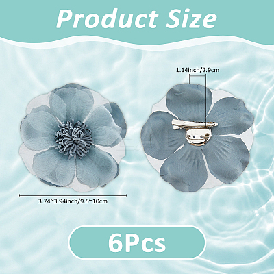 6Pcs Flower Cloth Brooches for Backpack Clothes Wedding Party JEWB-FH0002-38C-1
