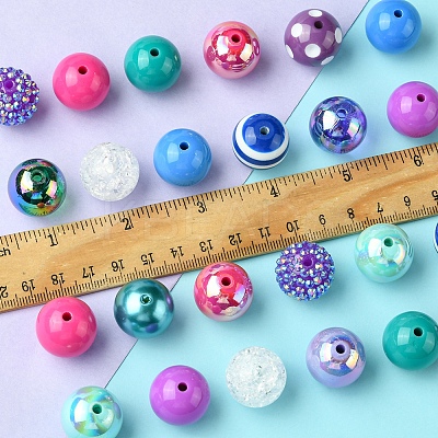 DIY Round Resin Beads and Acrylic Beads Jewelry Making Findings Kits DIY-FS0007-73-1