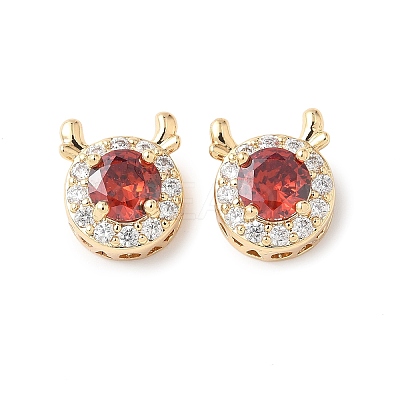 Brass Micro Pave Cubic Zirconia Beads KK-G531-01G-02-1